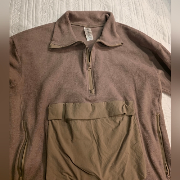 Alo Yoga 1/2 Zip Mammoth Polar Pullover Top- Gravel Sz S - Picture 3 of 15